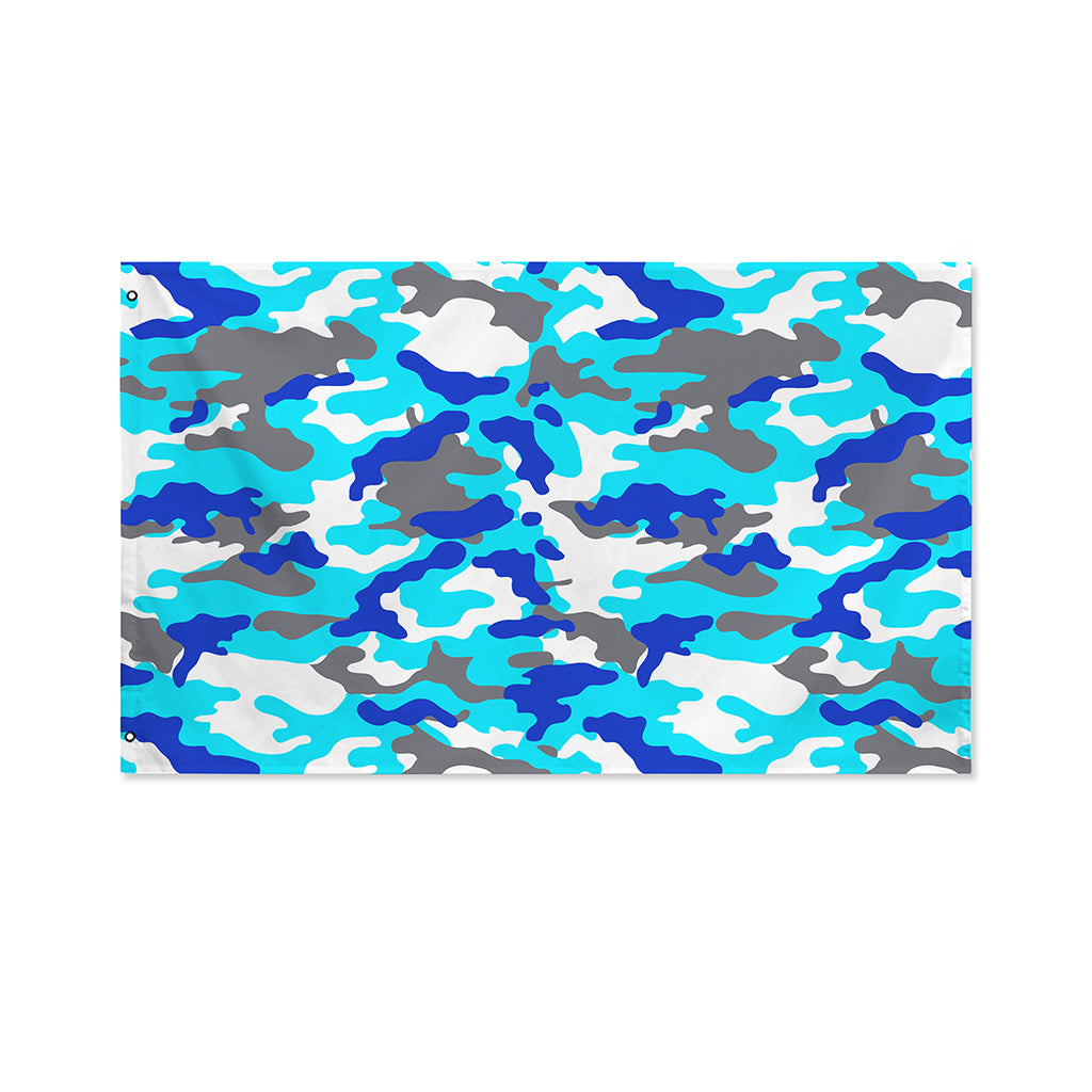Blue Snow Camouflage Print Polyester Flag
