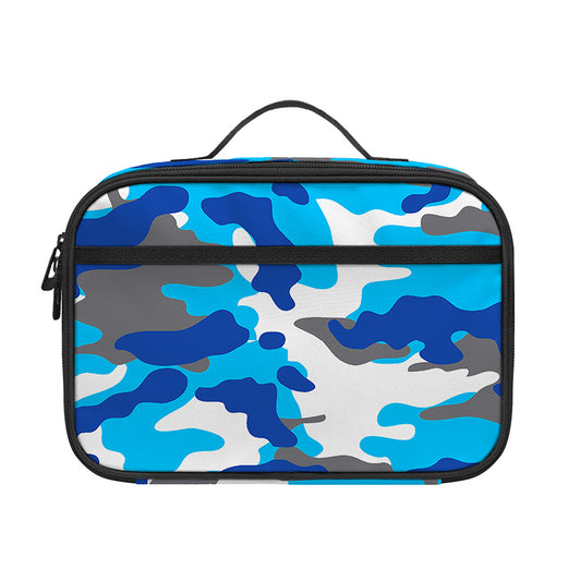 Blue Snow Camouflage Print Portable Lunch Bag