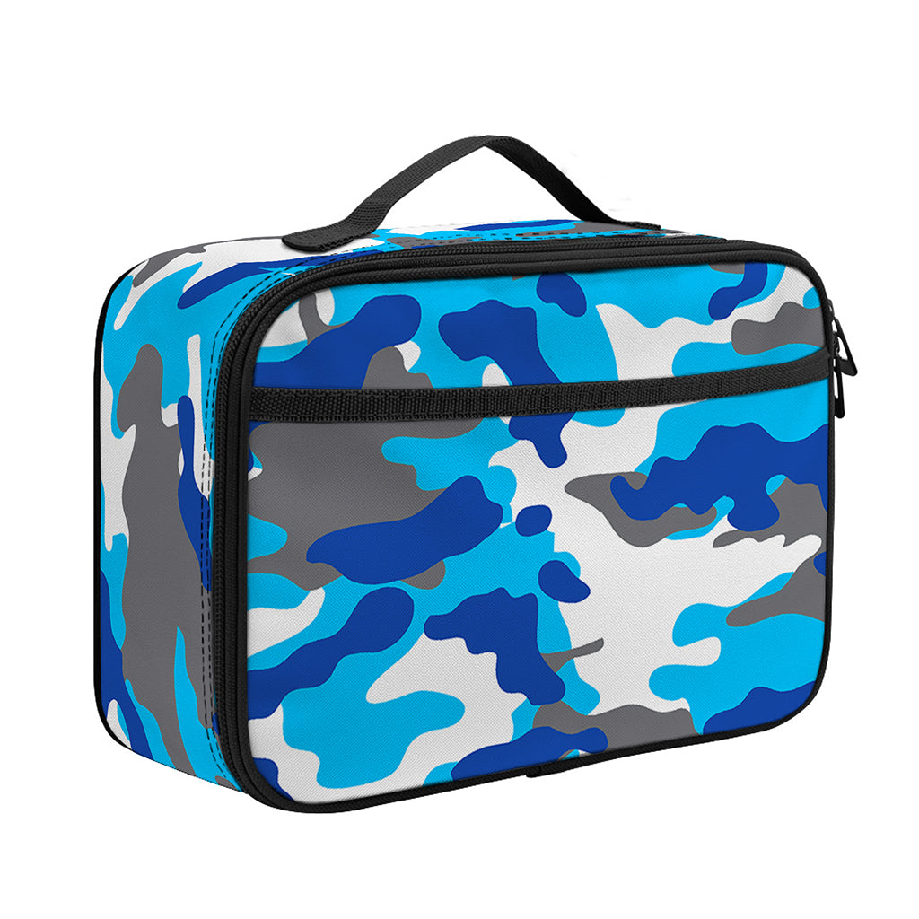 Blue Snow Camouflage Print Portable Lunch Bag
