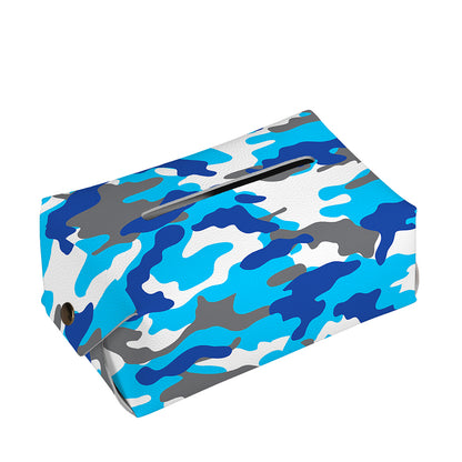 Blue Snow Camouflage Print Rectangle Tissue Box Cover
