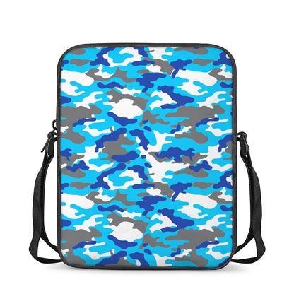 Blue Snow Camouflage Print Rectangular Crossbody Bag