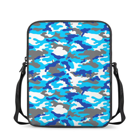 Blue Snow Camouflage Print Rectangular Crossbody Bag