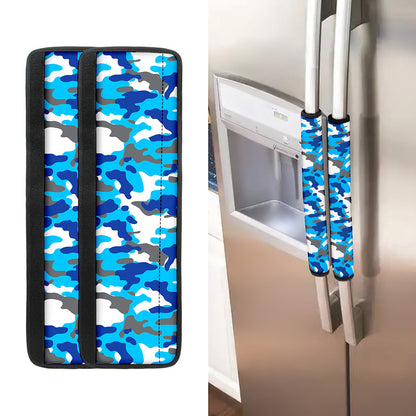 Blue Snow Camouflage Print Refrigerator Handle Covers