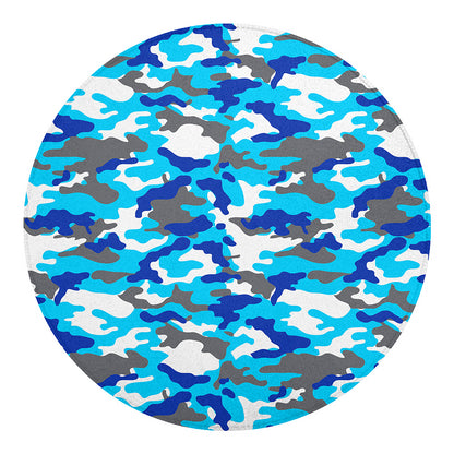 Blue Snow Camouflage Print Round Blanket