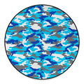 Blue Snow Camouflage Print Round Floor Mat