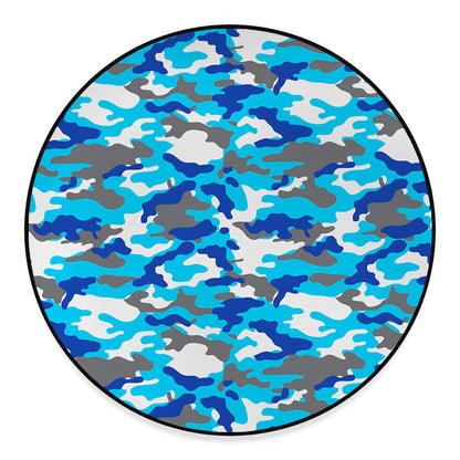 Blue Snow Camouflage Print Round Floor Mat