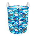 Blue Snow Camouflage Print Round Laundry Basket