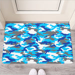 Blue Snow Camouflage Print Rubber Doormat
