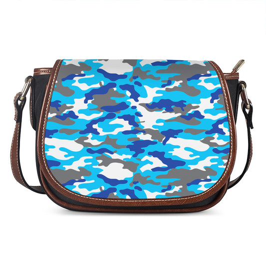 Blue Snow Camouflage Print Saddle Bag