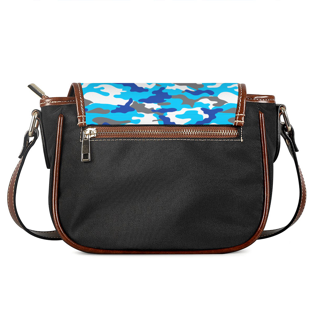 Blue Snow Camouflage Print Saddle Bag