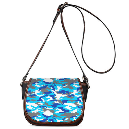 Blue Snow Camouflage Print Saddle Bag