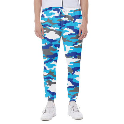 Blue Snow Camouflage Print Scuba Joggers