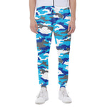 Blue Snow Camouflage Print Scuba Joggers