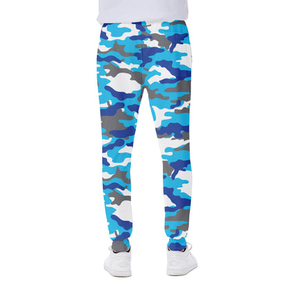 Blue Snow Camouflage Print Scuba Joggers