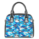 Blue Snow Camouflage Print Shoulder Handbag