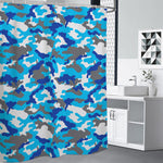 Blue Snow Camouflage Print Shower Curtain