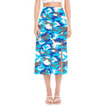 Blue Snow Camouflage Print Side Slit Midi Skirt