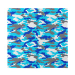 Blue Snow Camouflage Print Silk Bandana