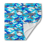 Blue Snow Camouflage Print Silk Bandana
