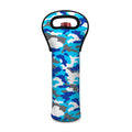 Blue Snow Camouflage Print Single Neoprene Wine Tote