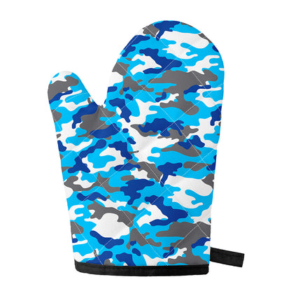 Blue Snow Camouflage Print Single Oven Mitt