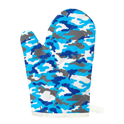 Blue Snow Camouflage Print Single Oven Mitt