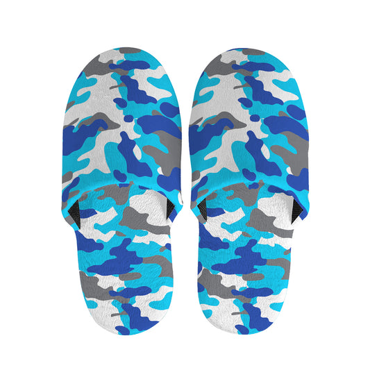 Blue Snow Camouflage Print Slippers