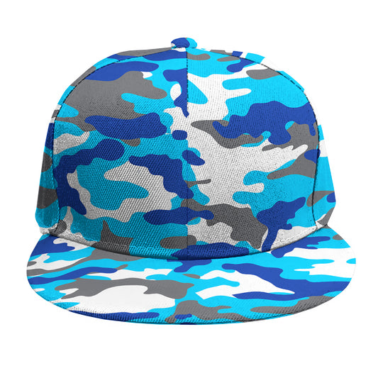 Blue Snow Camouflage Print Snapback Cap