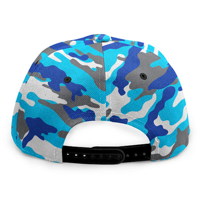 Blue Snow Camouflage Print Snapback Cap