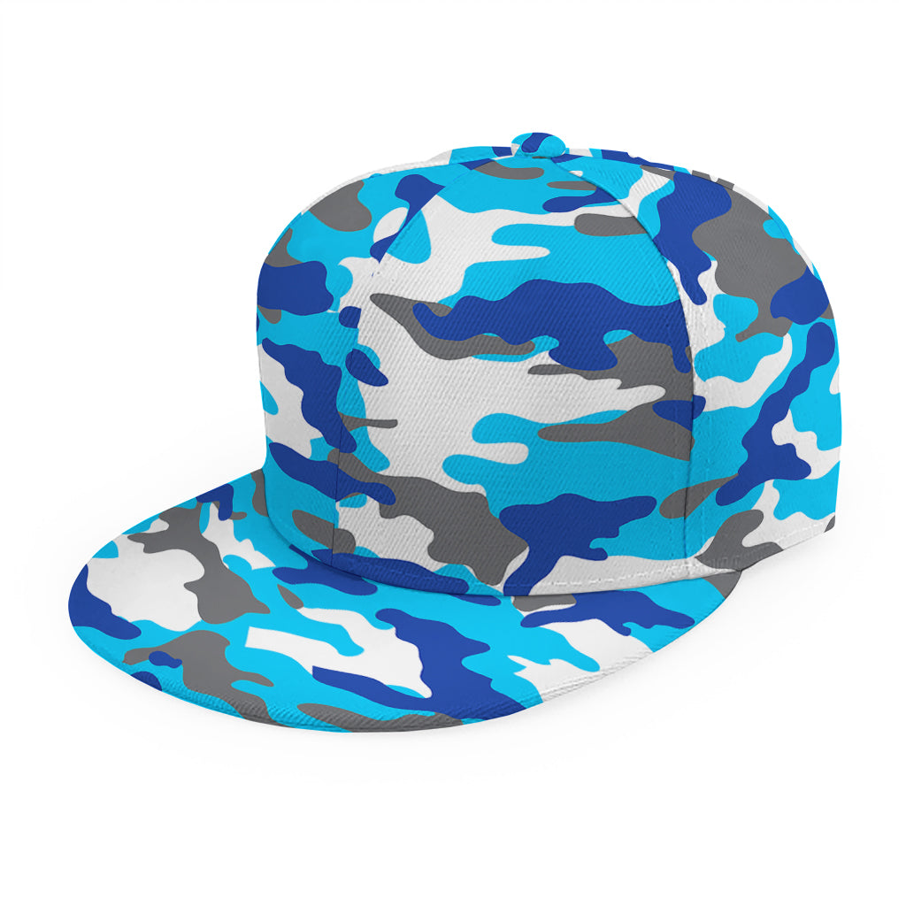 Blue Snow Camouflage Print Snapback Cap
