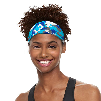 Blue Snow Camouflage Print Sports Headband