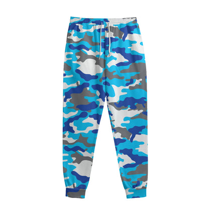 Blue Snow Camouflage Print Sweatpants