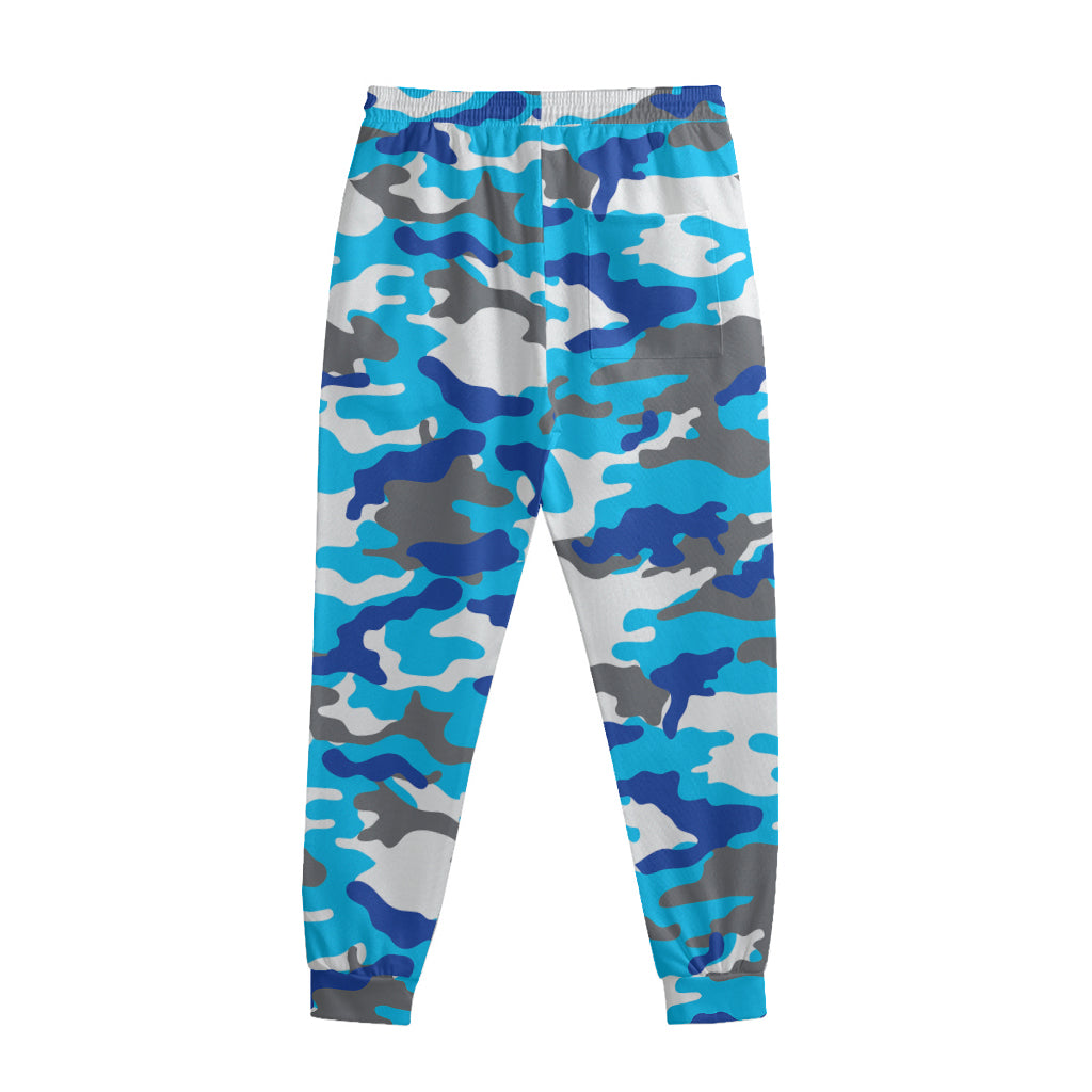 Blue Snow Camouflage Print Sweatpants