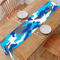 Blue Snow Camouflage Print Table Runner