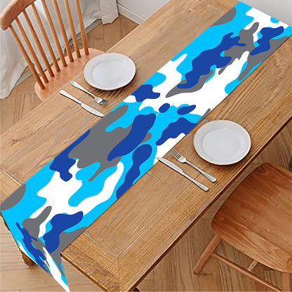 Blue Snow Camouflage Print Table Runner