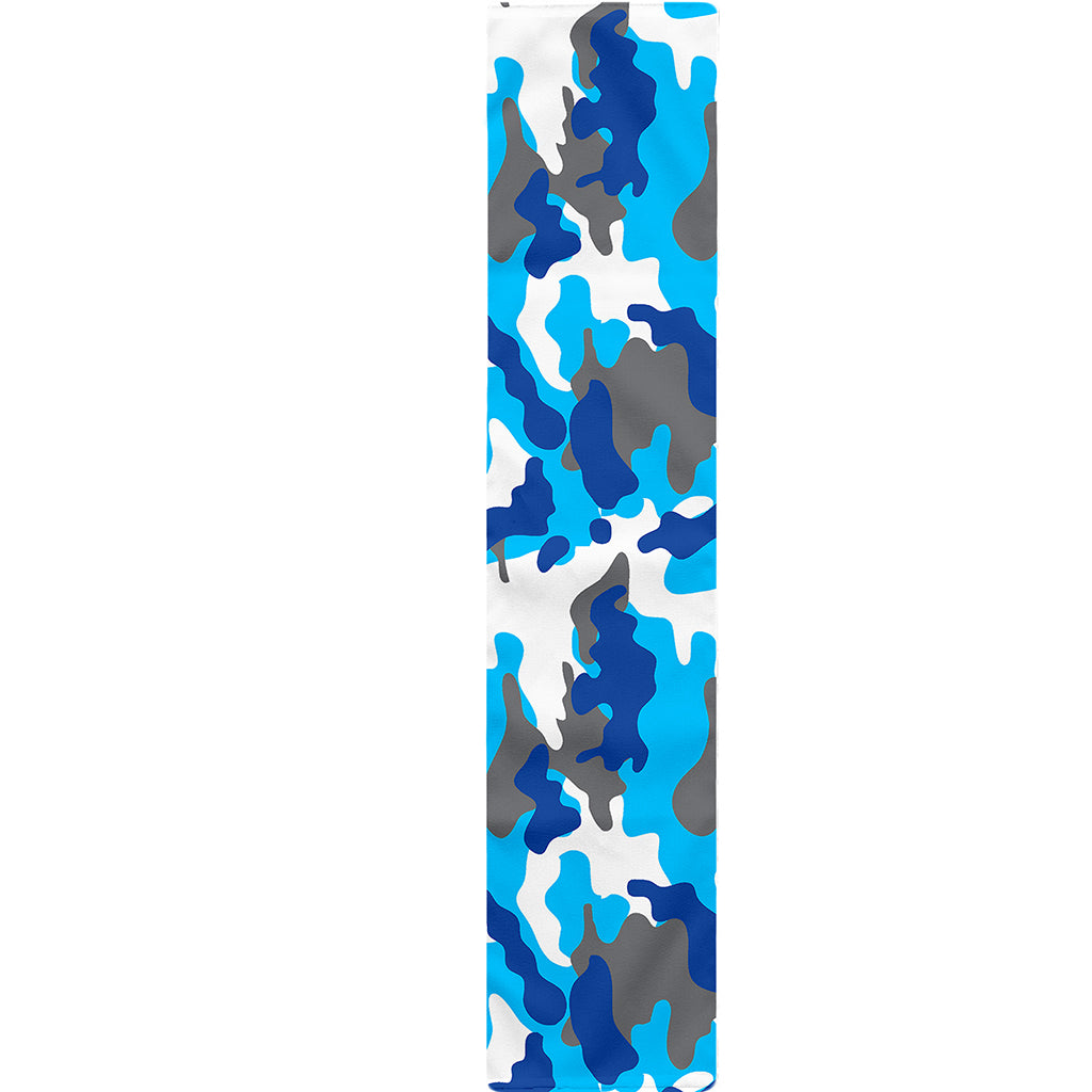 Blue Snow Camouflage Print Table Runner
