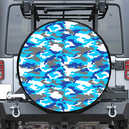 Blue Snow Camouflage Print Tire Cover