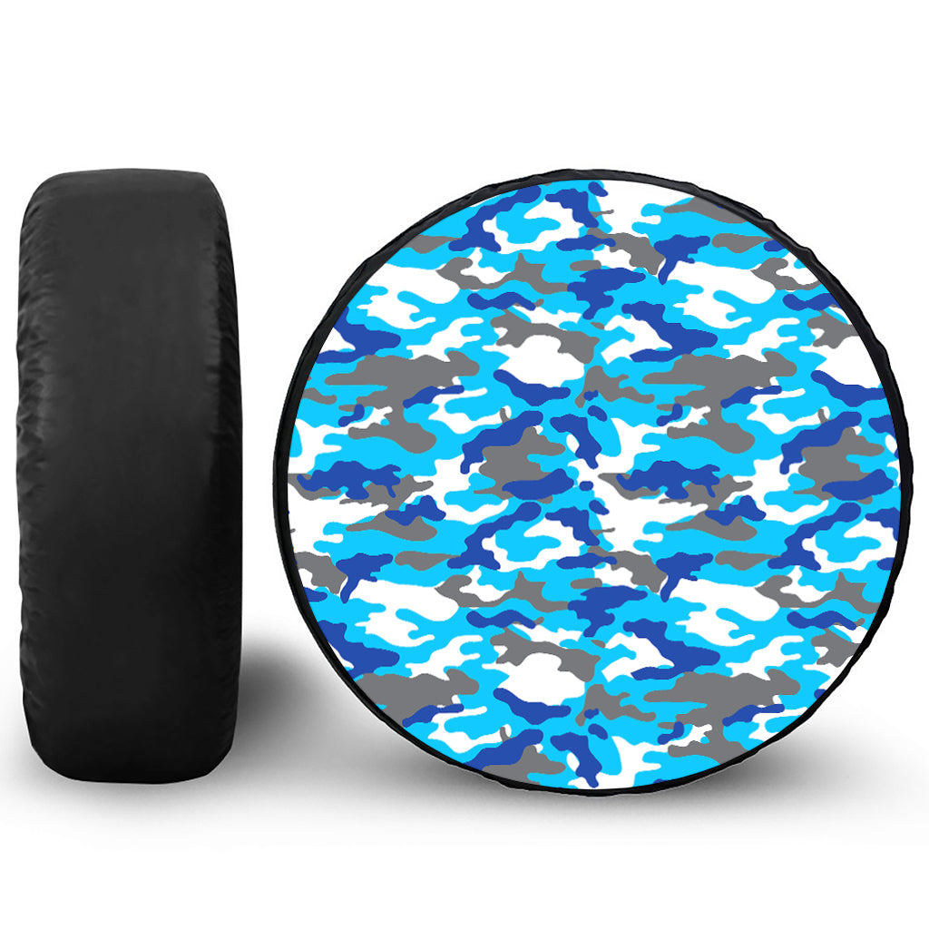 Blue Snow Camouflage Print Tire Cover
