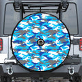 Blue Snow Camouflage Print Tire Cover With Camera Hole