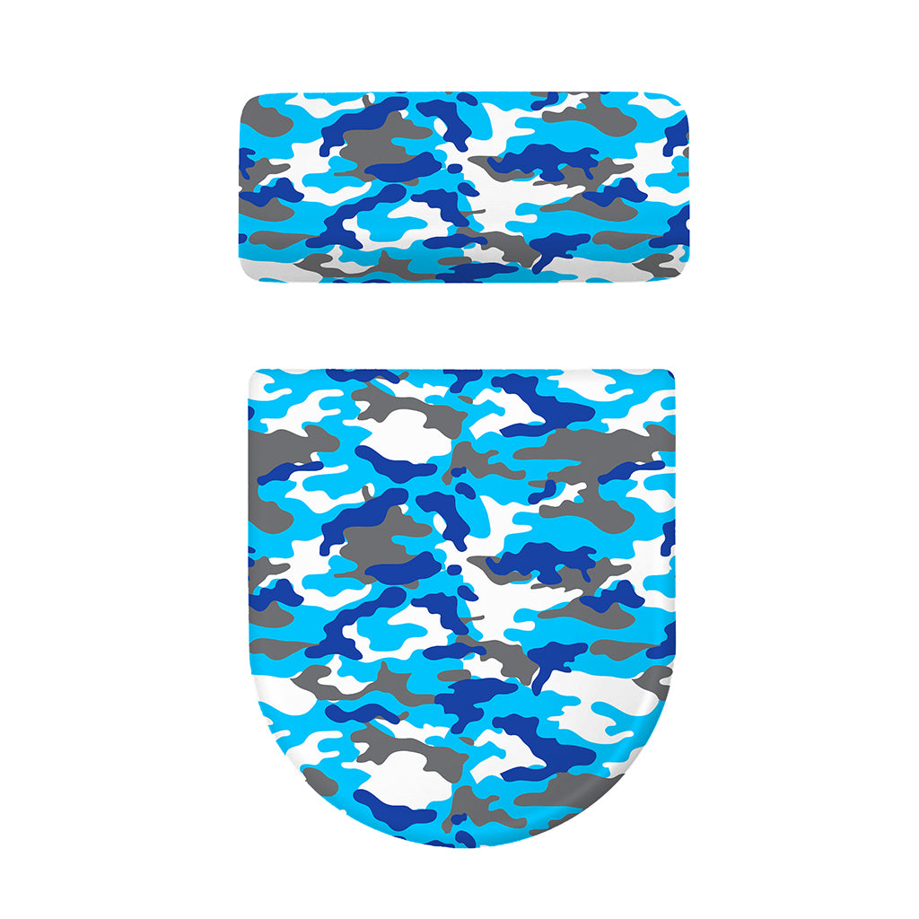 Blue Snow Camouflage Print Toilet Lid And Tank Cover Set
