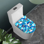 Blue Snow Camouflage Print Toilet Lid Cover