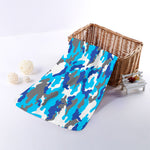 Blue Snow Camouflage Print Towel