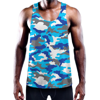Blue Snow Camouflage Print Training Tank Top
