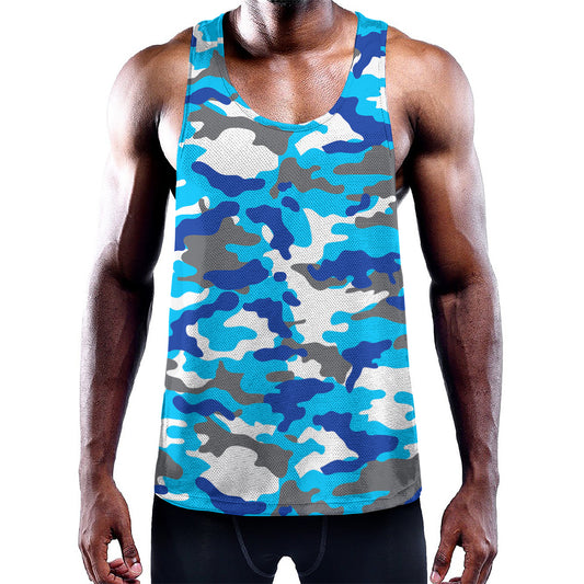 Blue Snow Camouflage Print Training Tank Top