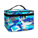 Blue Snow Camouflage Print Travel Makeup Bag