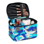 Blue Snow Camouflage Print Travel Makeup Bag