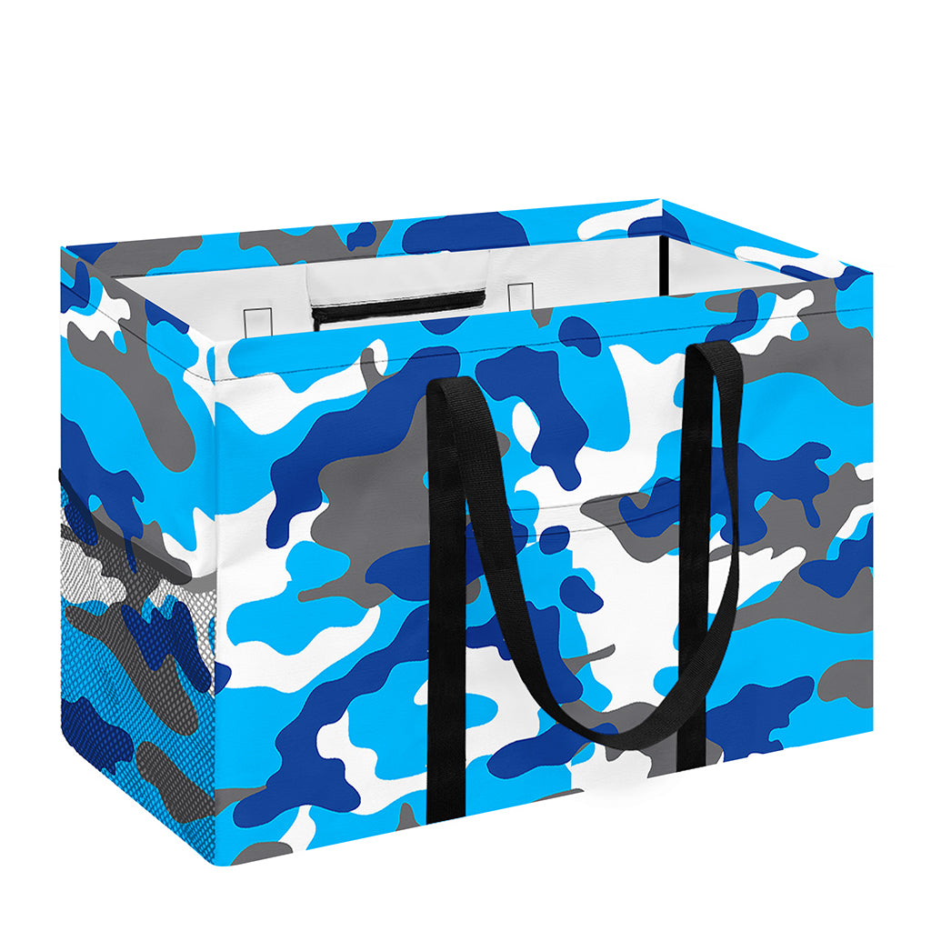 Blue Snow Camouflage Print Utility Tote Bag