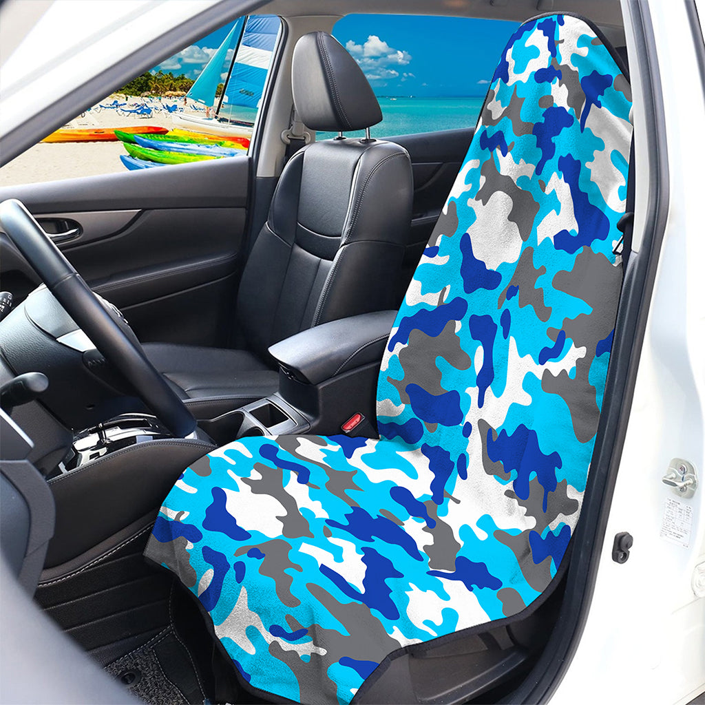 Blue Snow Camouflage Print Waterproof Car Seat Cover