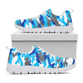 Blue Snow Camouflage Print White Running Shoes