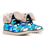 Blue Snow Camouflage Print Winter Boots